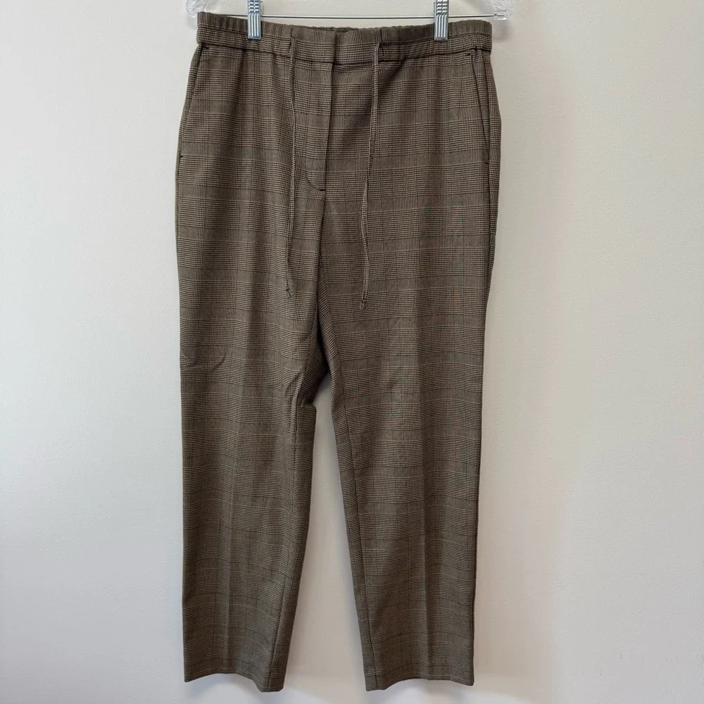 J. Jill Woven Black/Wheat Houndstooth Pull-on Tie Waist Ankle Pants Stretch Sz S